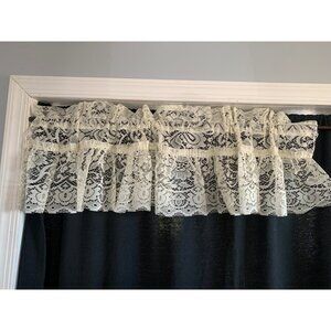 Delicately Knitted Lace Valance Floral Jacquard Tier Dorothy Style 54x12 Eggshel